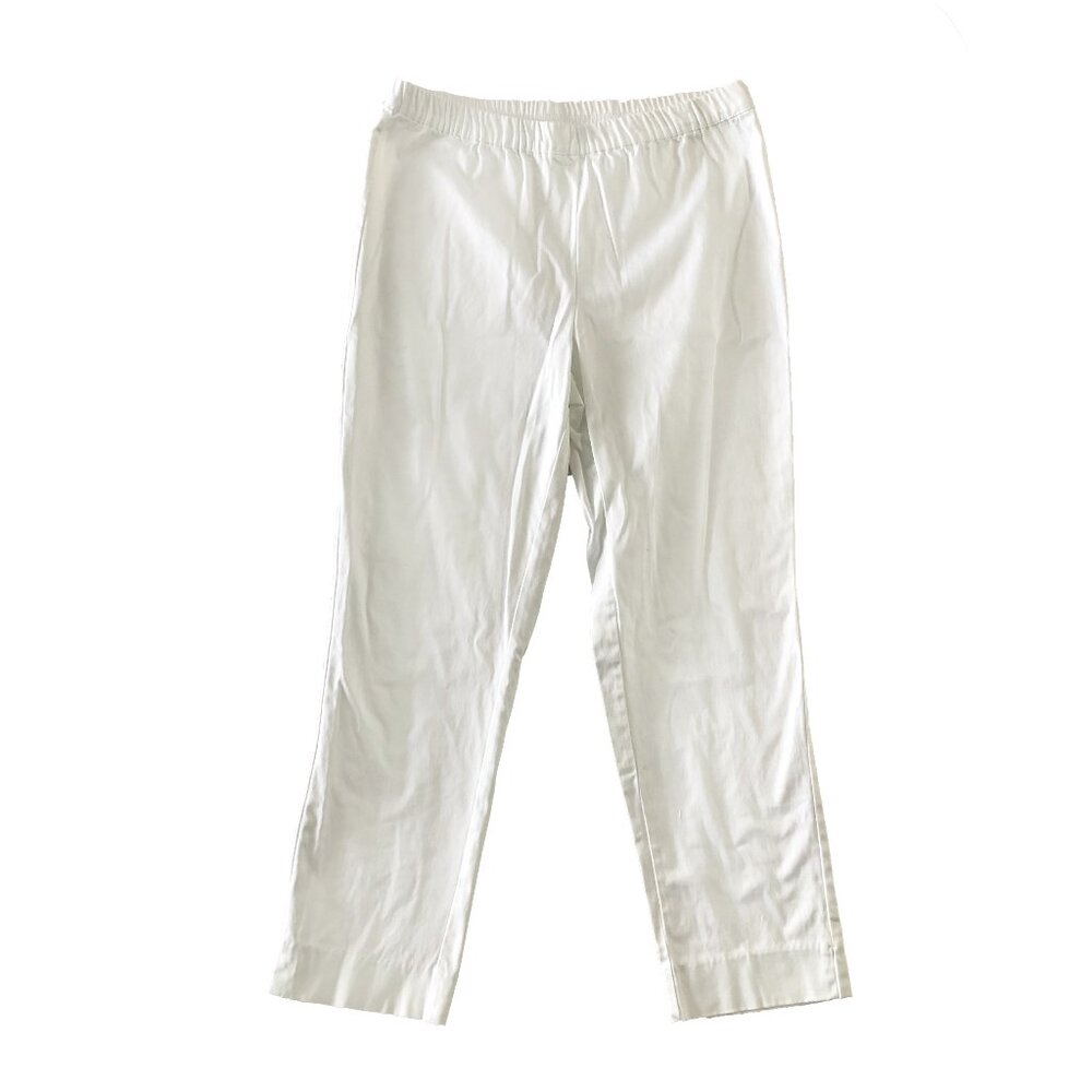 C. Wonder Womens Size 10 White Cotton Spandex Elastic Waist Straight Ankle Pants